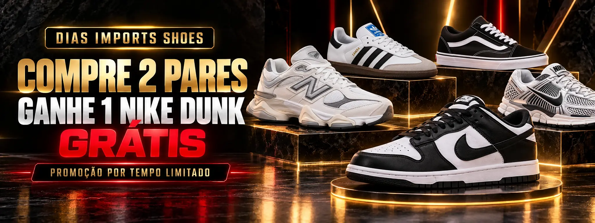 Compre 2 pares e ganhe 1 Nike Dunk grátis